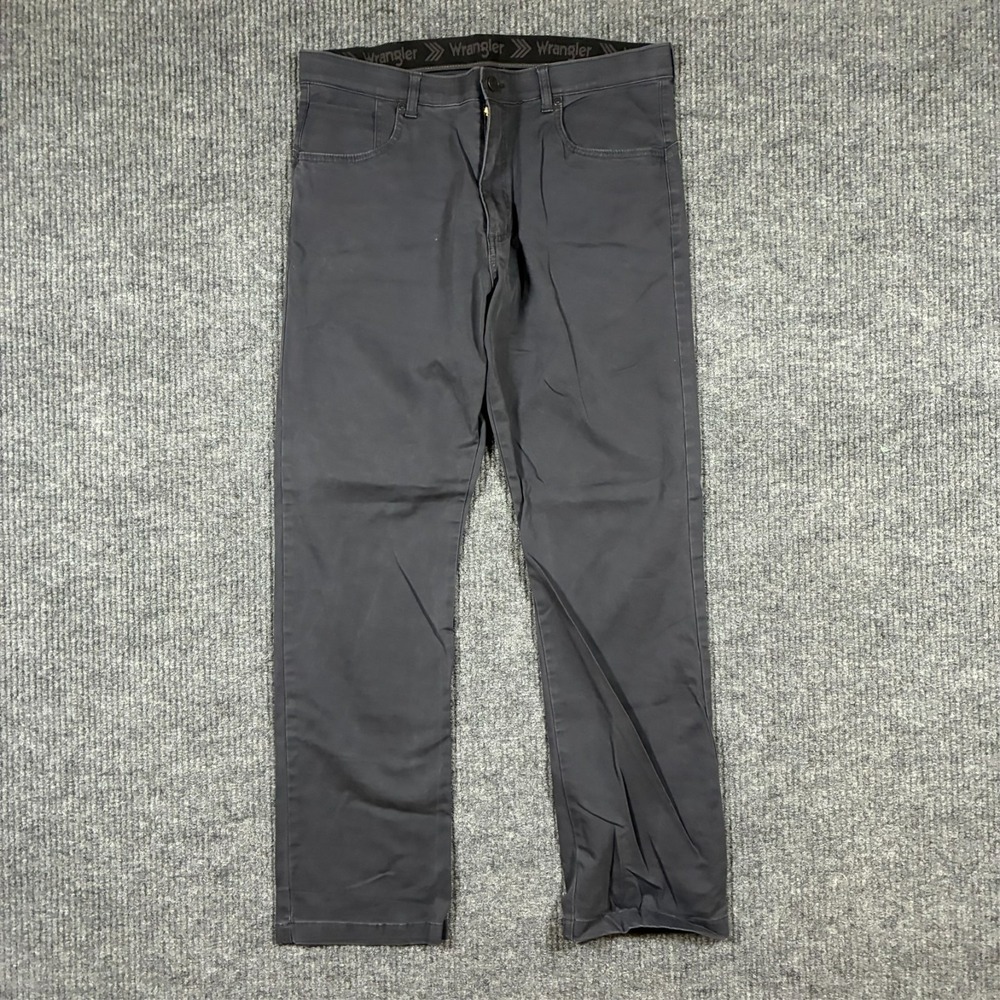 Wrangler Mens Pants Size 34x32 Gray Straight Cotton Stretch Casual Mid Rise